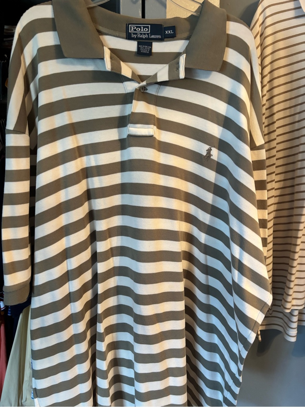 Polo by Ralph Lauren Olive and White Striped Polo Shirt